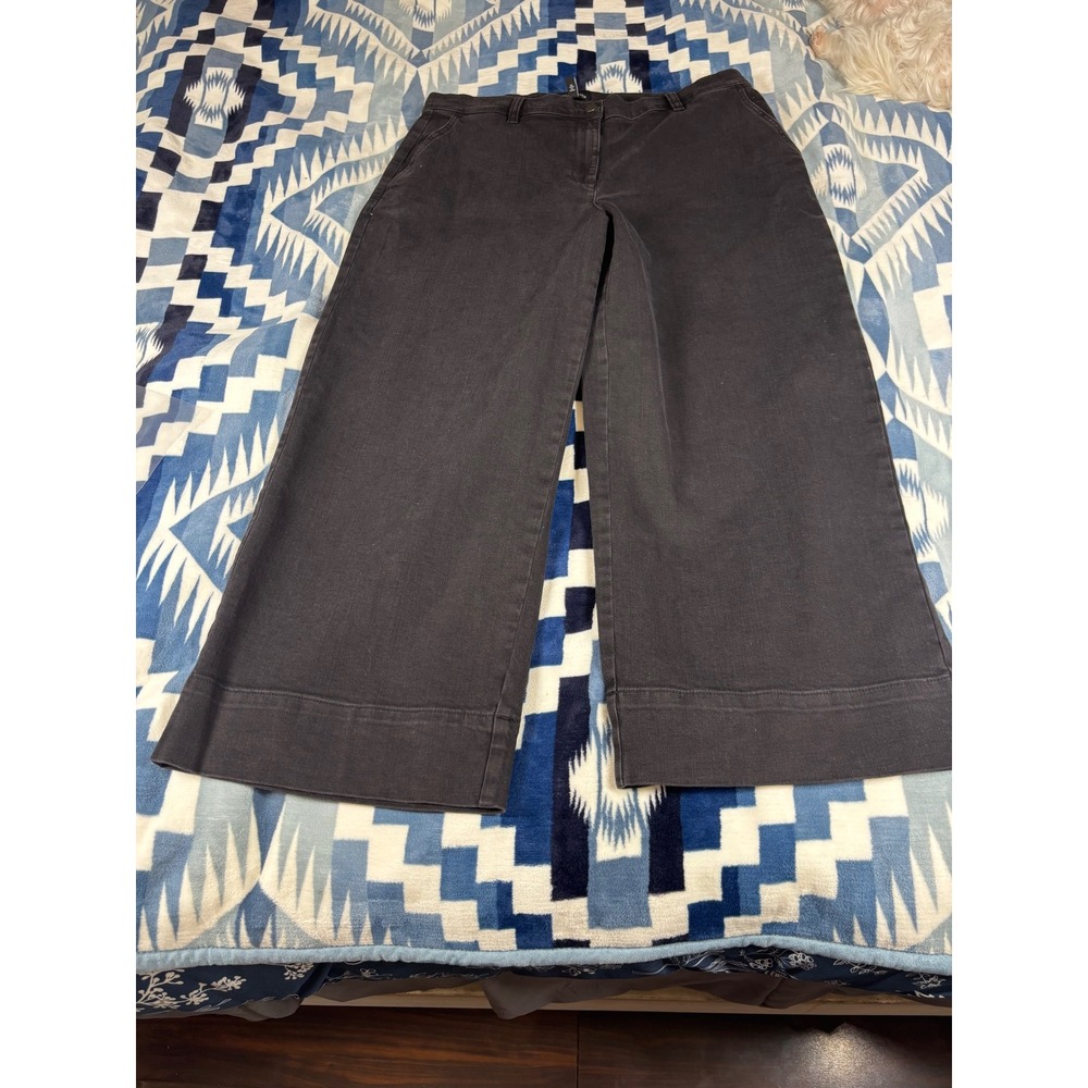 Eileen Fisher Womens Gray Organic Cotton Wide Leg Cropped Pants L S5BDE-P4828